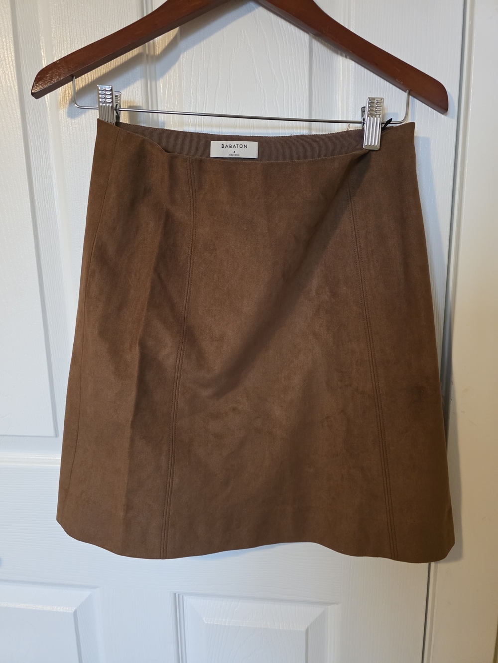 Babaton Chestnut Suede A-Line Skirt